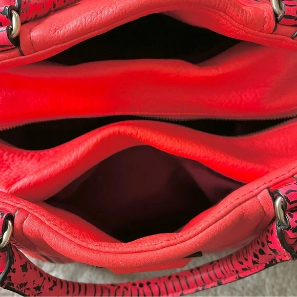 Marc By Marc Jacobs Q Snake Satchel Crossbody Bag Leather Multi Neon Orange Pink - Picture 7 of 16